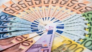 Euros bills of different values. Euro cash money