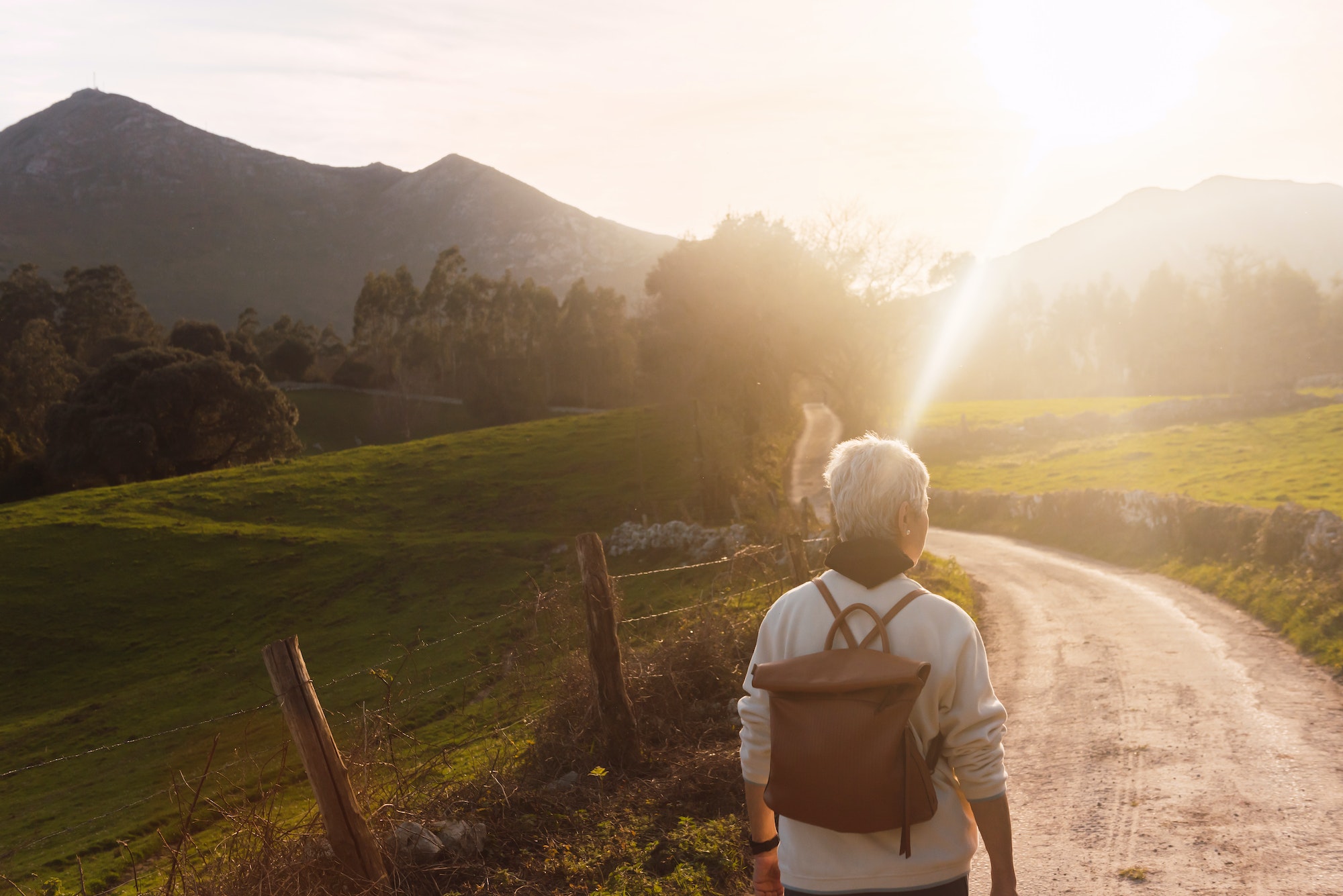 older woman hiking