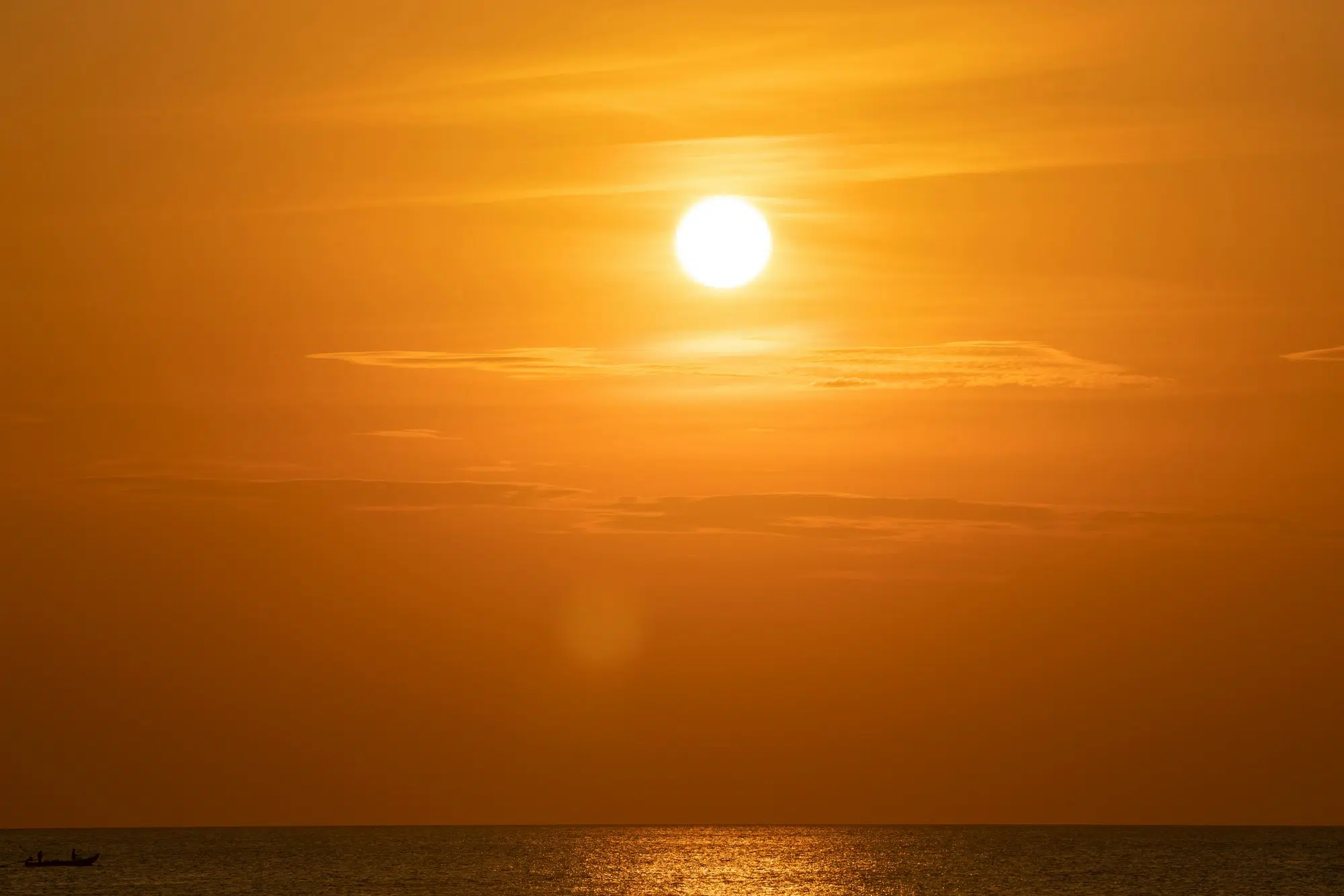 Telephoto lens Close up the sun in sunset Dramatic sky Clouds and Sun Rising Sky Time Lapse. Closeup