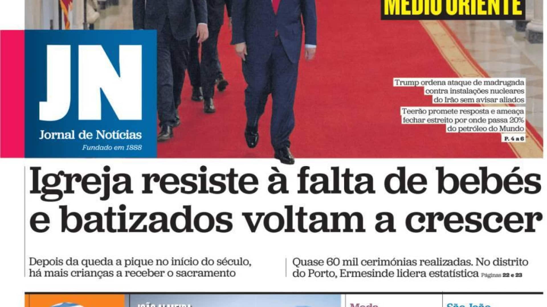 Aujourd'hui à la une : Il y a plus de baptêmes ; Guerre Les Portugais parmi les plus craintifs.