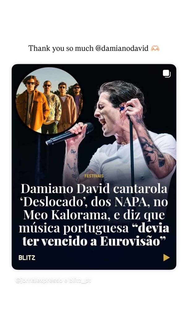 Damiano David a chanté 'Deslocado' : "J'aurais dû gagner l'Eurovision"