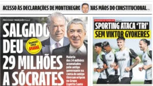 Aujourd'hui dans l'actualité : Salgado a donné 29 millions à Sócrates ; Crise dans le Douro