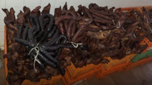 Deux opérateurs fermés pour inspection des produits de cacao et de chocolat.