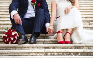 Young wedding couple