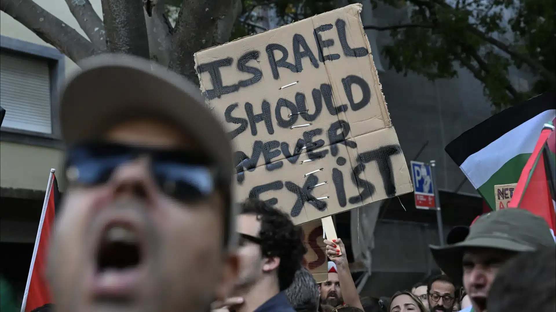 Manifestation pro-palestinienne devant le débat entre candidats à Lisbonne