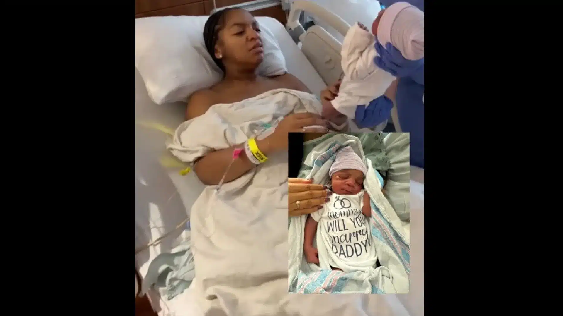 Quelques instants après la naissance de leur enfant, un homme l'utilise pour demander sa femme en mariage.