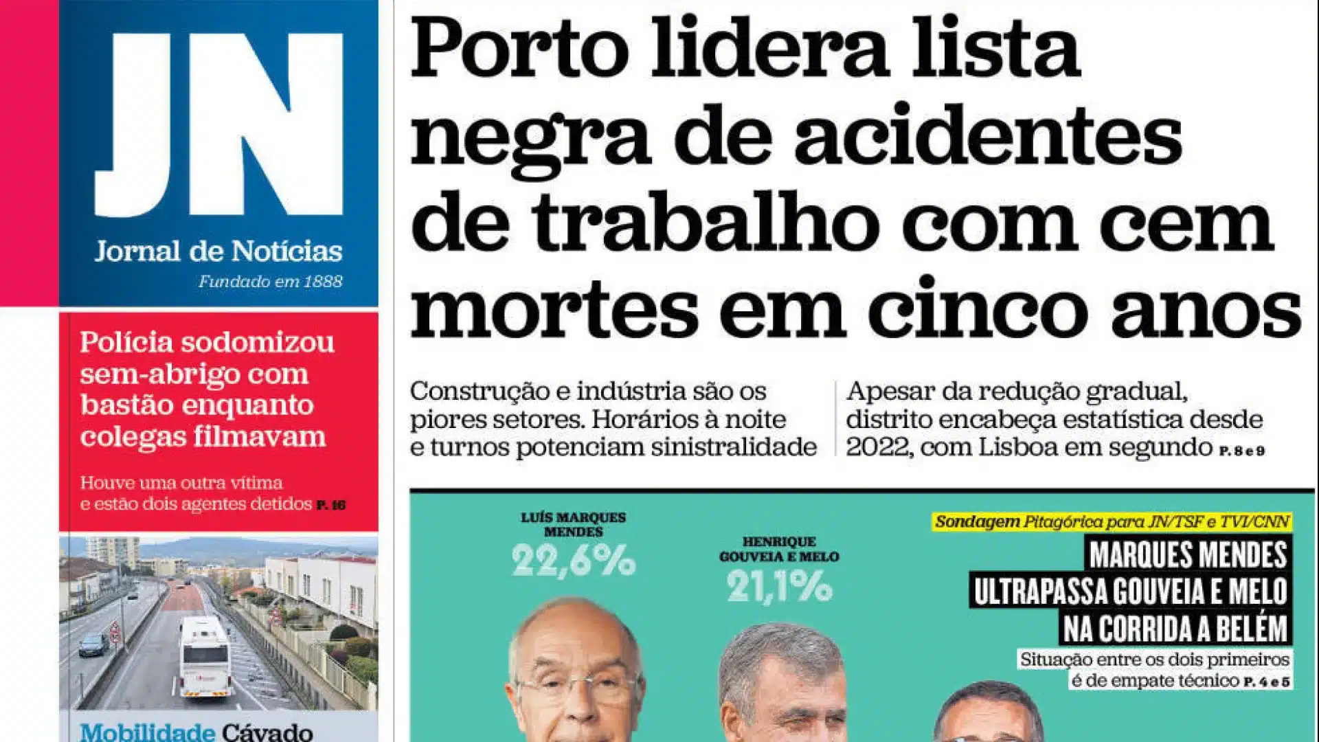 Aujourd'hui à la une : Accidents du travail ? Porto en tête ; 24 arrêtés ici.