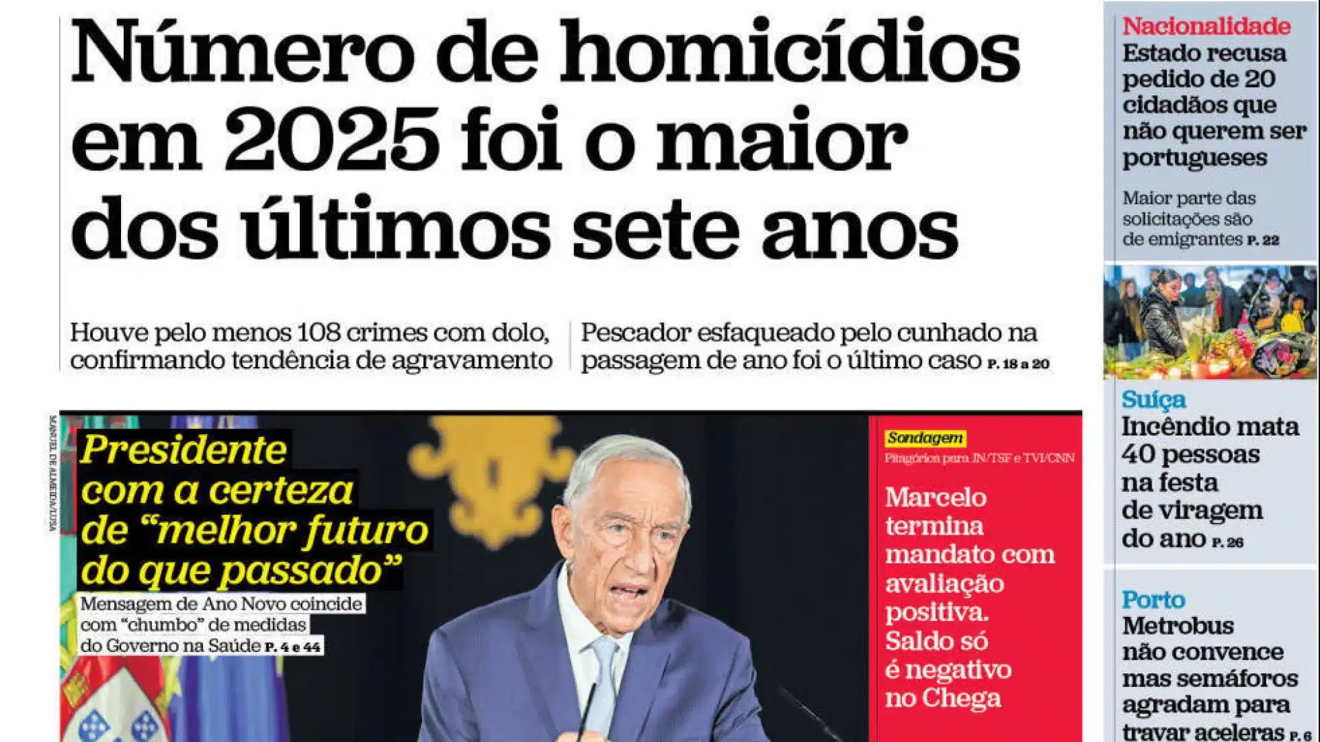 Aujourd'hui à la une : 2025 avec plus d'homicides ; Le manque de professeurs va s'aggraver