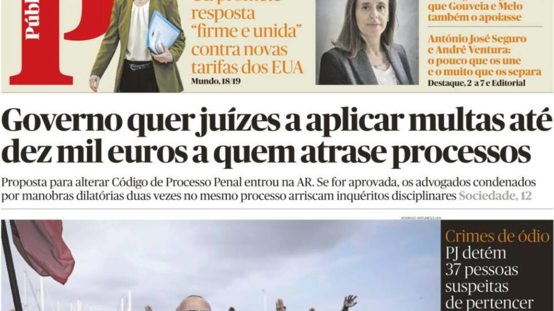 Aujourd'hui à la une : Amendes pour retards de traitement ; Cavaco soutient-il Seguro ?