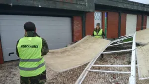 Aujourd'hui, les Forces Armées ont effectué 31 interventions sur des toitures de maisons.