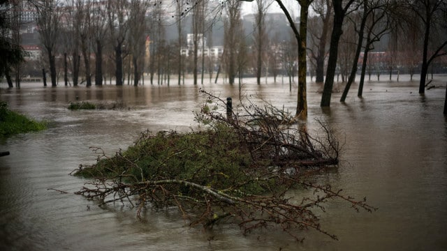 Rive droite du canal du fleuve Mondego a cédé près de l'A1