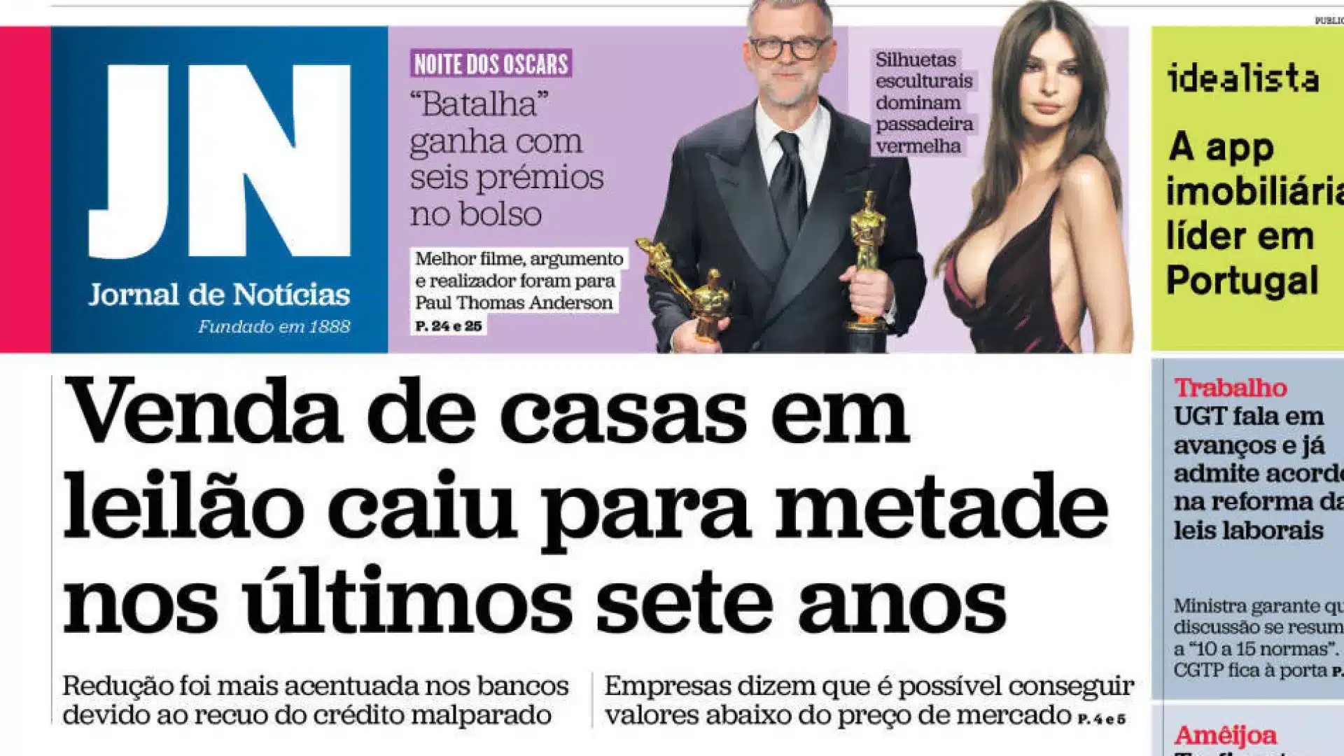 Aujourd'hui à la une : Les ventes de maisons aux enchères ont diminué ; Les ministres révèlent des clients