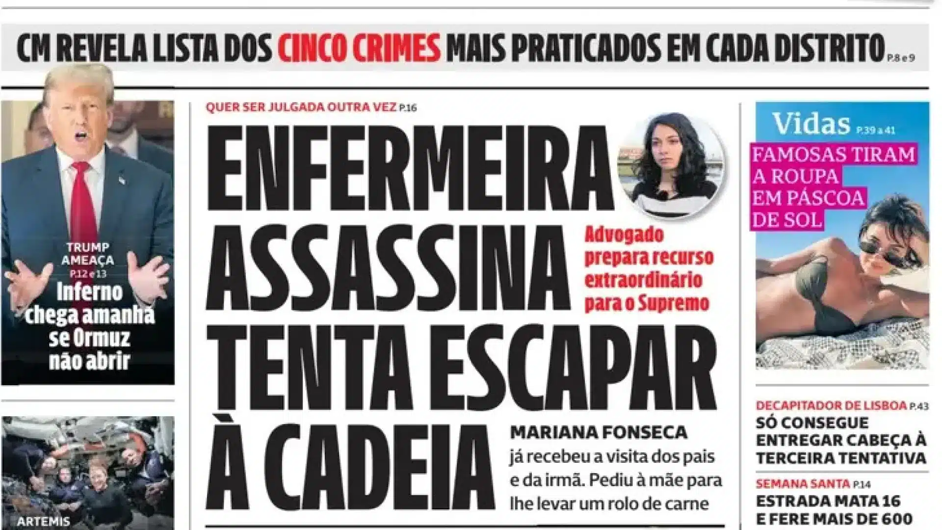 Aujourd'hui à la une: Mariana Fonseca se rend à la Cour suprême; Hôpital condamné