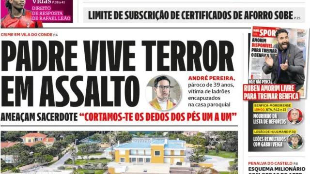 Aujourd'hui à la une : Un prêtre vit un moment de terreur lors d'un braquage ; Ex-SCUT ? Plus de 20 000 voitures